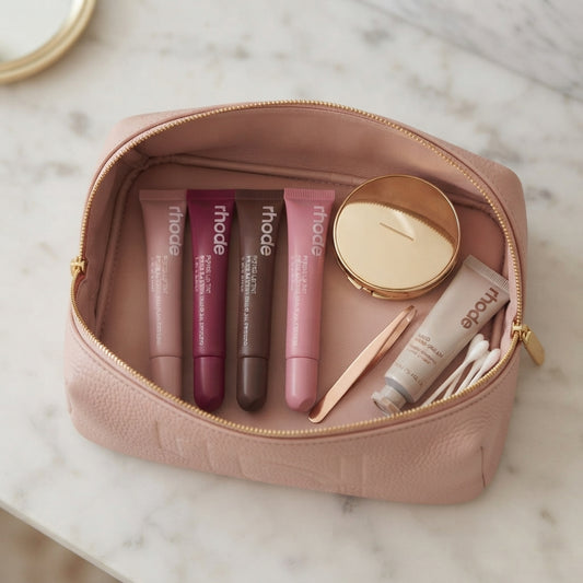 Nourishing Peptide Lip Tint Set with a glossy wash of color and deep hydration.