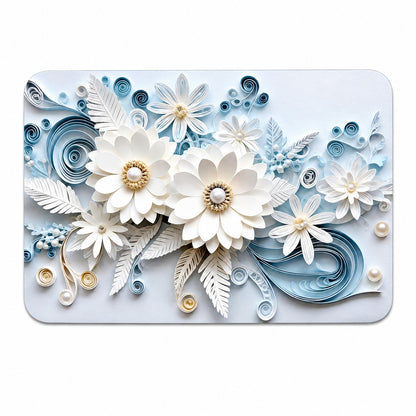 3D Floral Quilling Style Anti-Slip Doormat – Elegant Non-Slip Floor Mat for Room & Bathroom Entrance