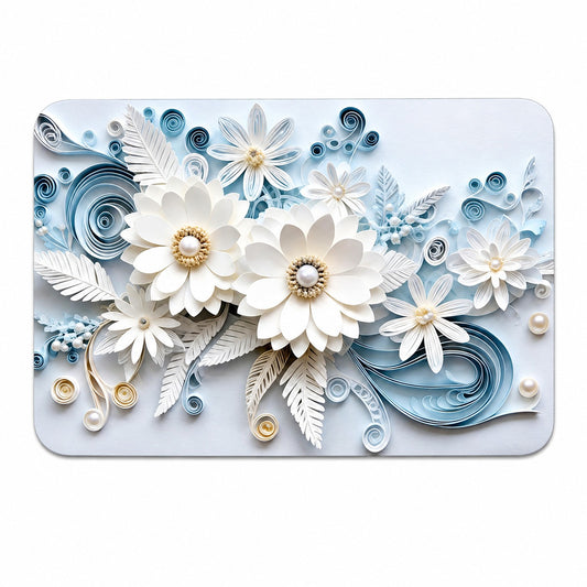 3D Floral Quilling Style Anti-Slip Doormat – Elegant Non-Slip Floor Mat for Room & Bathroom Entrance