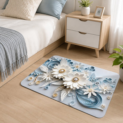3D Floral Quilling Style Anti-Slip Doormat – Elegant Non-Slip Floor Mat for Room & Bathroom Entrance