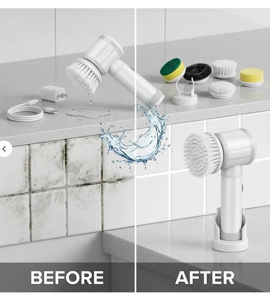 Electric Spin Scrubber – Cordless Power Cleaning Brush with Replaceable Heads & Charging Cable