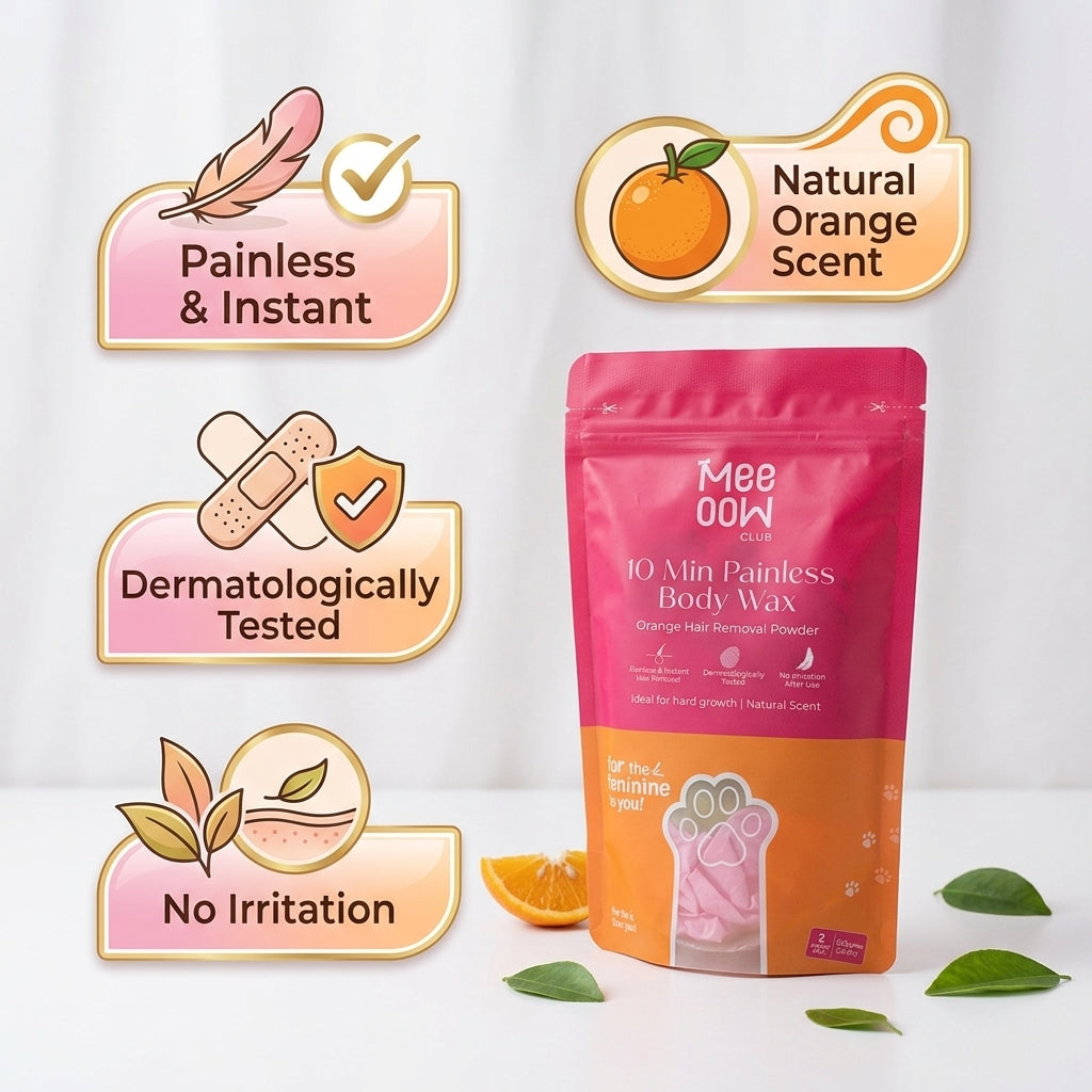 Meeoow Club 10 Min Painless Body Wax (Orange Hair Removal Powder)