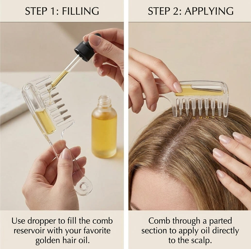 Clear Scalp Applicator Comb for Hair Growth & Oil Treatment – Precision Root Serum Dispenser