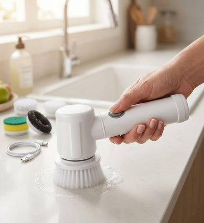 Electric Spin Scrubber – Cordless Power Cleaning Brush with Replaceable Heads & Charging Cable