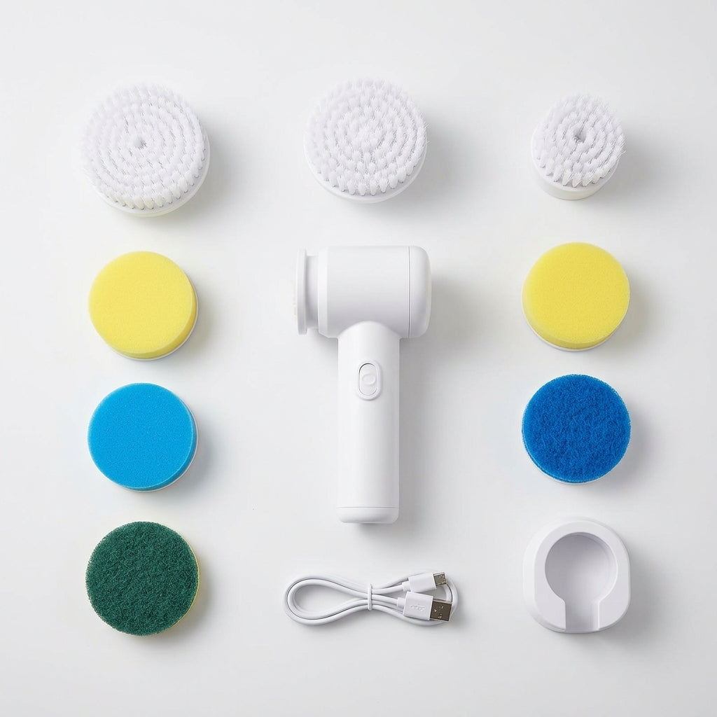 Electric Spin Scrubber – Cordless Power Cleaning Brush with Replaceable Heads & Charging Cable