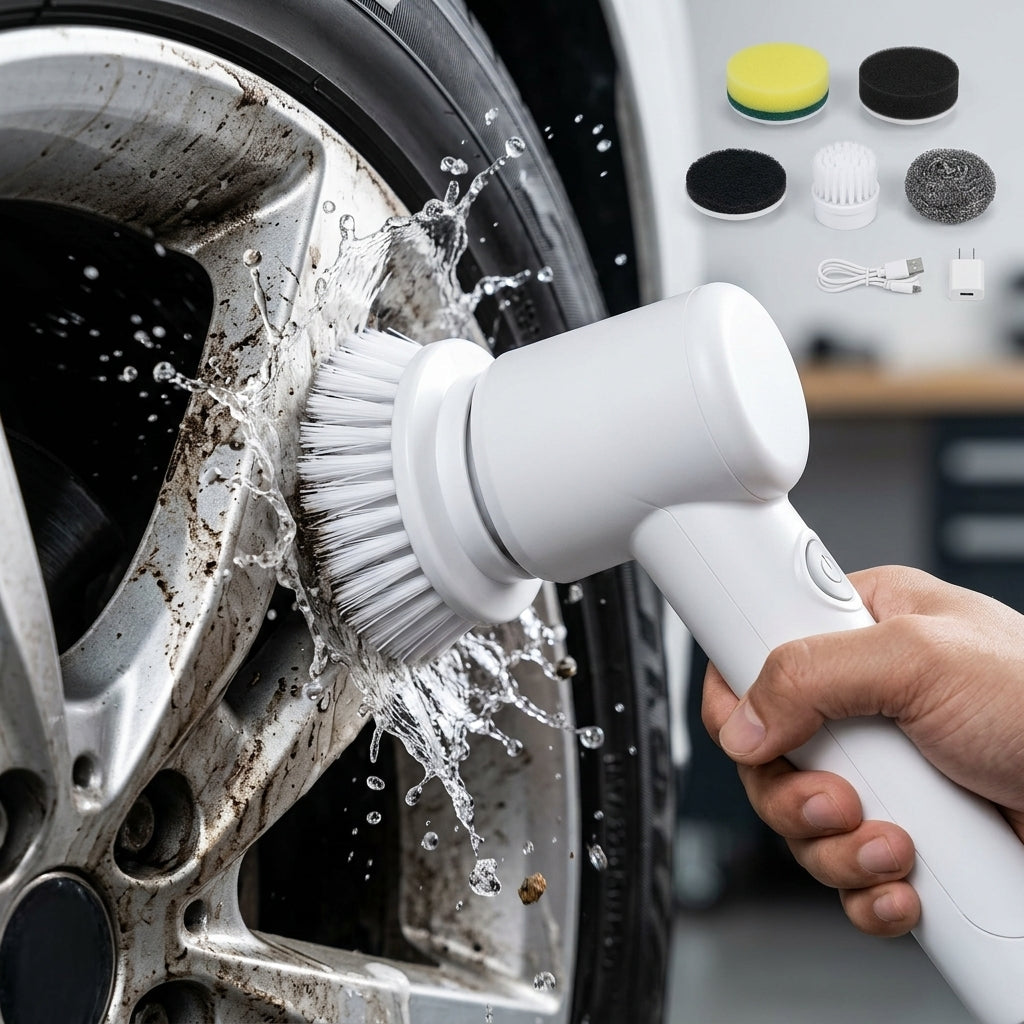 Electric Spin Scrubber – Cordless Power Cleaning Brush with Replaceable Heads & Charging Cable