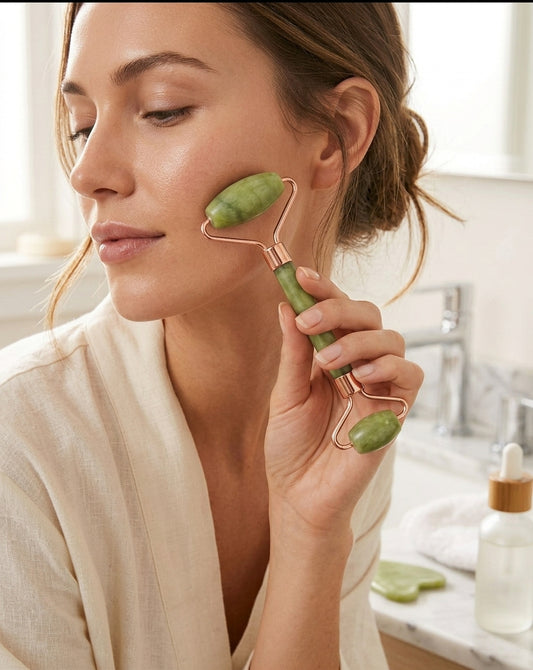 Flawless 2-in-1 Jade Roller & Gua Sha Stone Set - Facial Massager