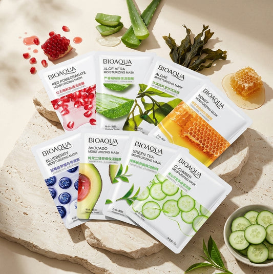 Bioaqua Whitening Face Sheet Mask Set of 6 - Hydrating & Skin Brightening Facial Masks