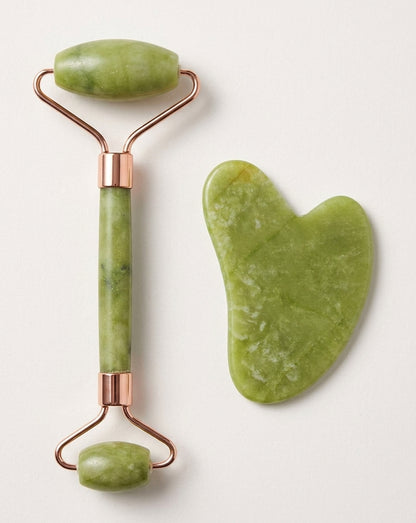 Flawless 2-in-1 Jade Roller & Gua Sha Stone Set - Facial Massager