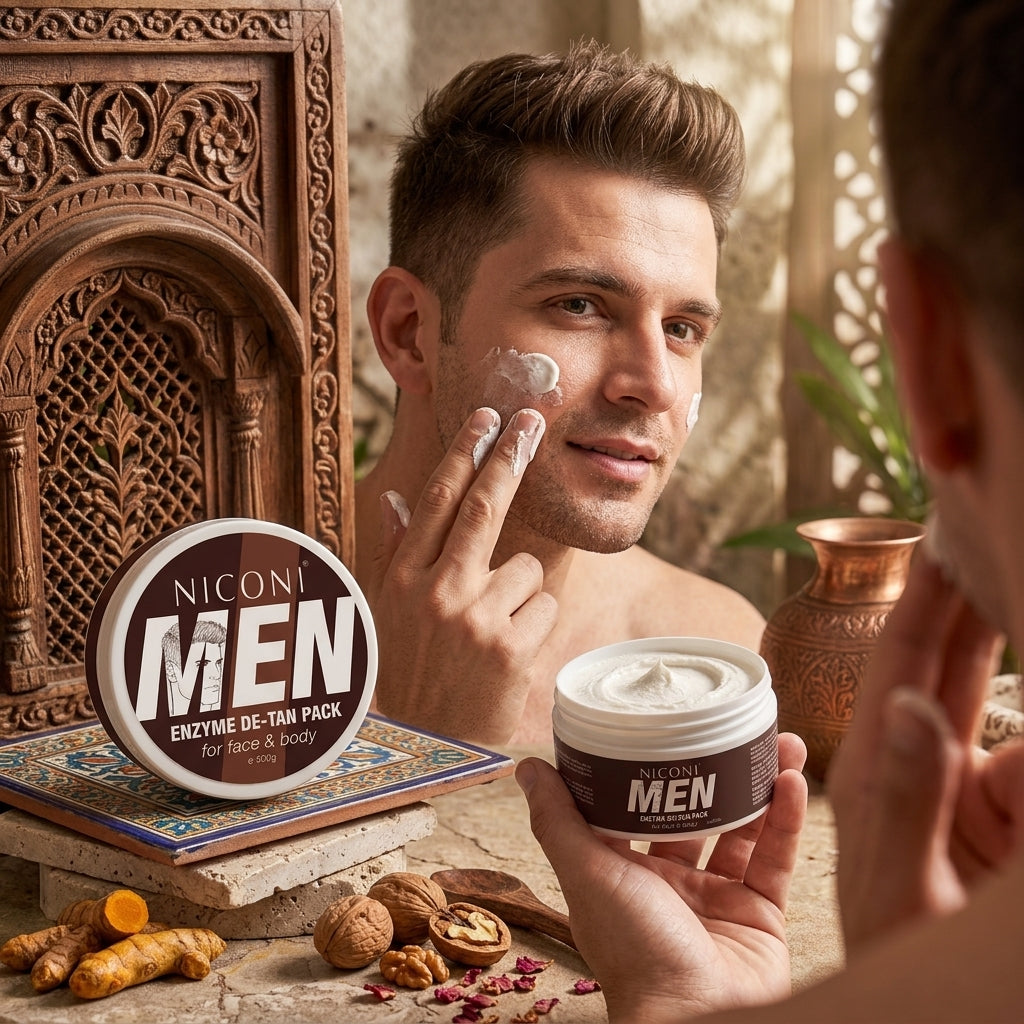 Niconi Men Enzyme De-Tan Pack (300g), Face & Body Skin Brightening Cream