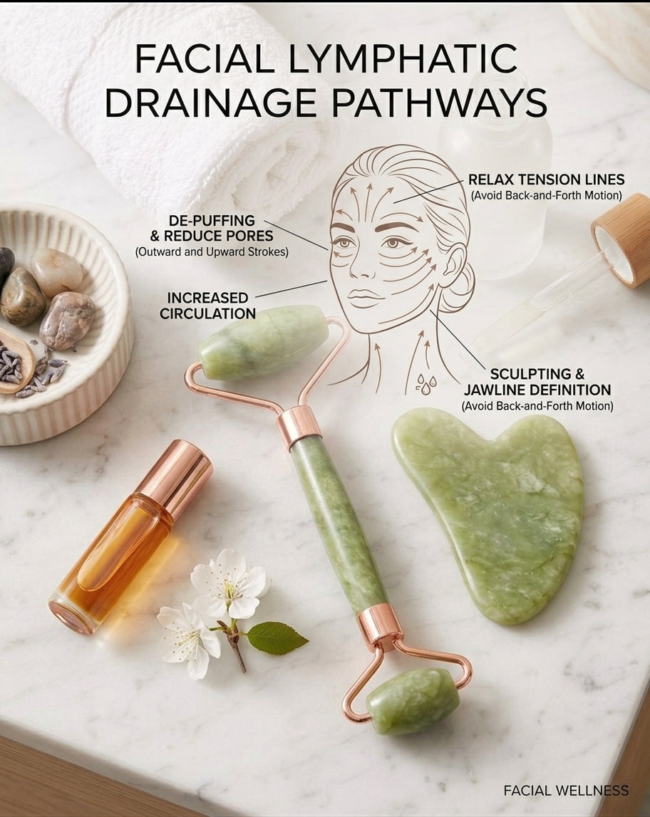 Flawless 2-in-1 Jade Roller & Gua Sha Stone Set - Facial Massager
