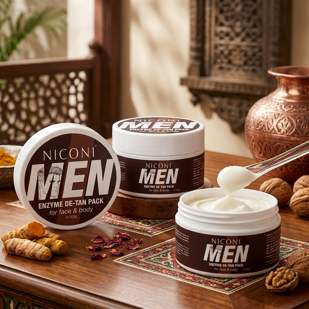 Niconi Men Enzyme De-Tan Pack (300g), Face & Body Skin Brightening Cream