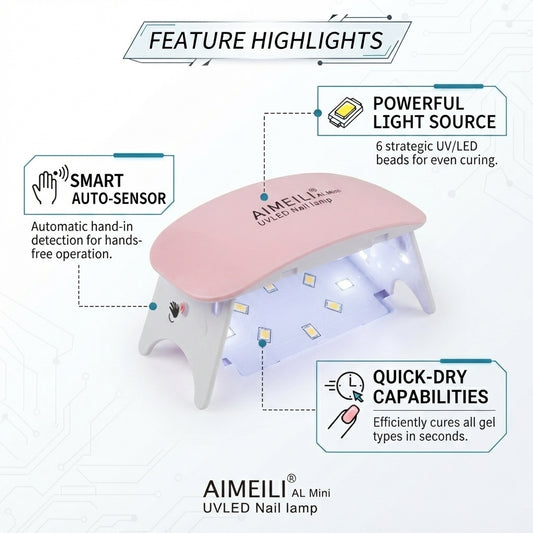 Aimeili AL Mini UV/LED Nail Lamp - Portable Quick-Drying Gel Nail Curing Light