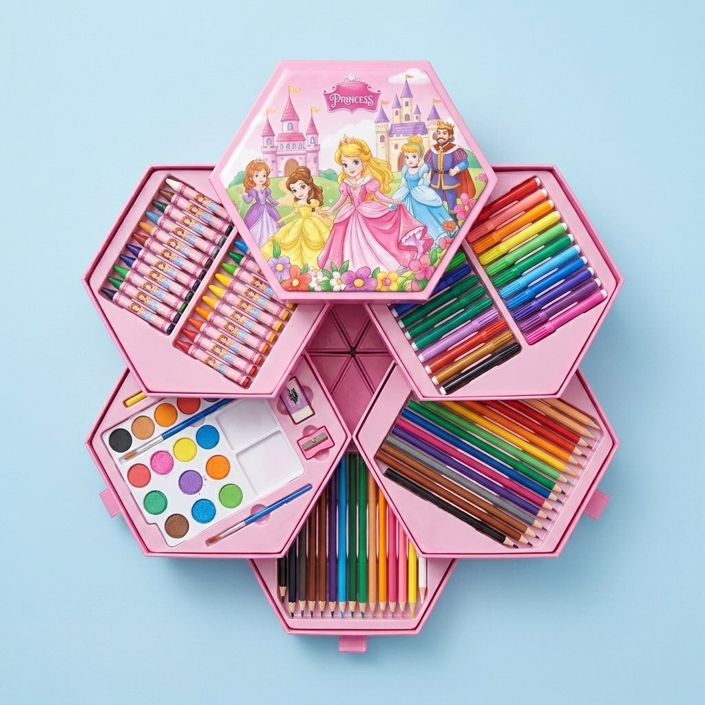 Ultimate All-In-One Hexagonal Art & Coloring Box Set For Kids, Perfect For Ultimate Gift For Kids