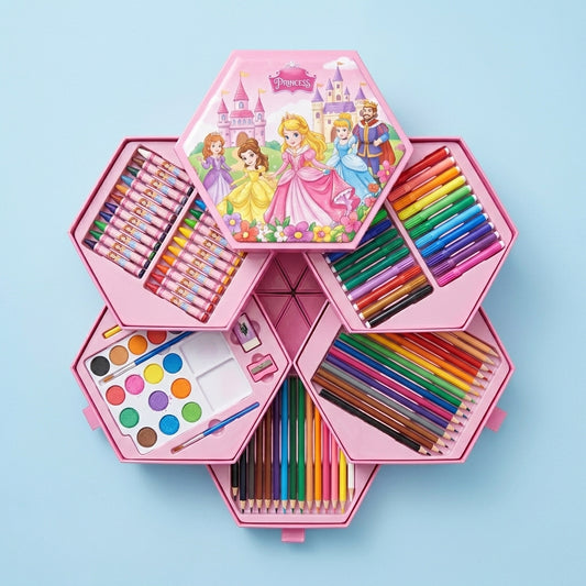 Ultimate All-In-One Hexagonal Art & Coloring Box Set For Kids, Perfect For Ultimate Gift For Kids
