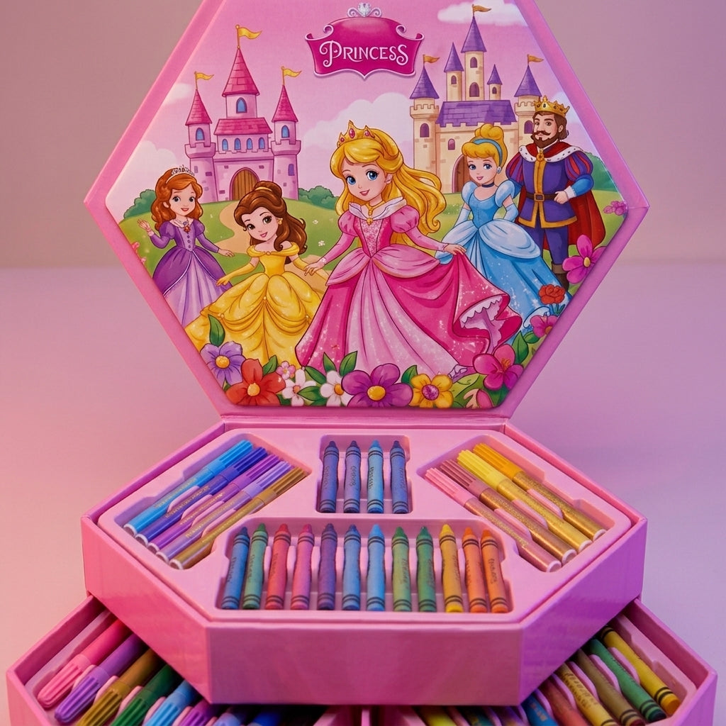 Ultimate All-In-One Hexagonal Art & Coloring Box Set For Kids, Perfect For Ultimate Gift For Kids